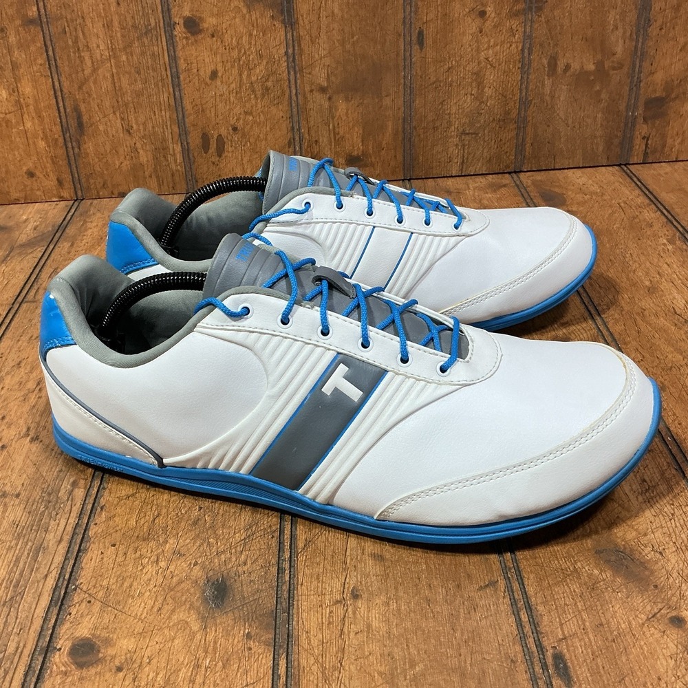 True Linkswear Motion Golf Shoes Leather White Blue Size 12 US M1-7777-120